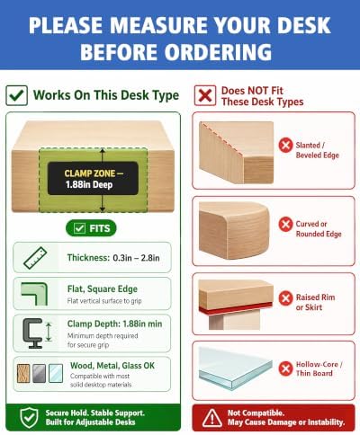 LUKETURE Desk Side Storage, 2 Tie Laptop Holder No Drill Clamp On Organizer