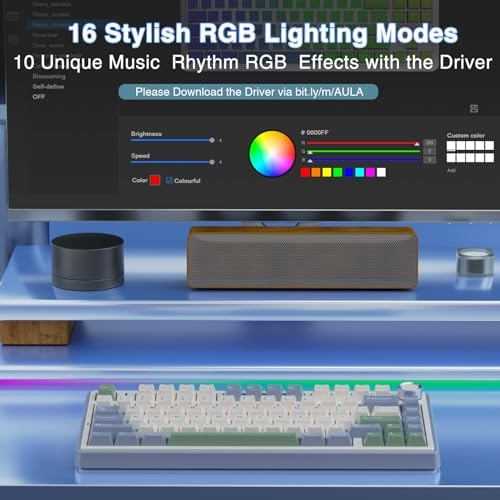 AULA F75 75% Wireless Mechanical Keyboard, Hot Swappable Creamy Keyboard, Pre-lubed Reaper Switches RGB Backlit Gaming Keyboards, 2.4GHz/Type-C/BT5.0(White & Green)