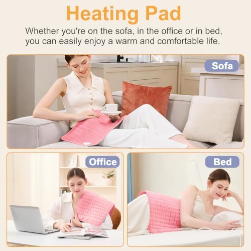 Heating Pad,Electric Heating Pads,Heating Pad for Back,Pink,24x12 Inch