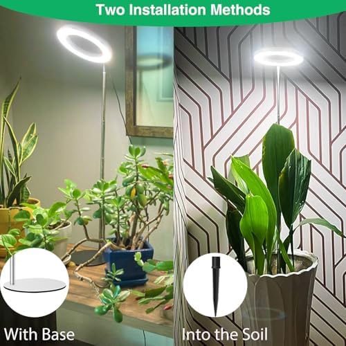 Aokrean 6.3in Halo Grow Lights for Indoor Plants, Full Spectrum with Base