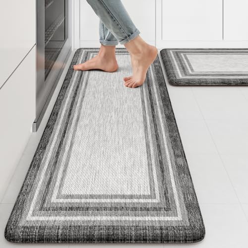 KIMODE Anti Fatigue Kitchen Mats for Floor 2 Piece, Farmhouse Kitchen Rugs