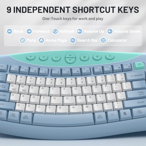 Wireless Keyboard and Mouse Combo Silent for Office,Ergonomic Curved Design