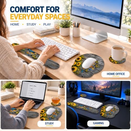 Butterfly Ergonomic Wrist Rest Mouse Pad Set with Keyboard Cushion