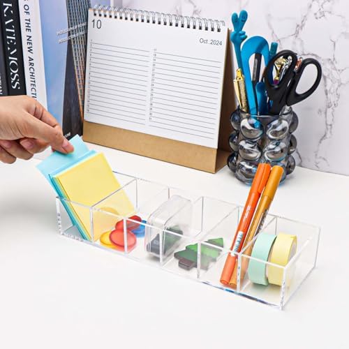 NatSumeBasics Drawer Organizer with 6 Compartments, Clear Desk Storage