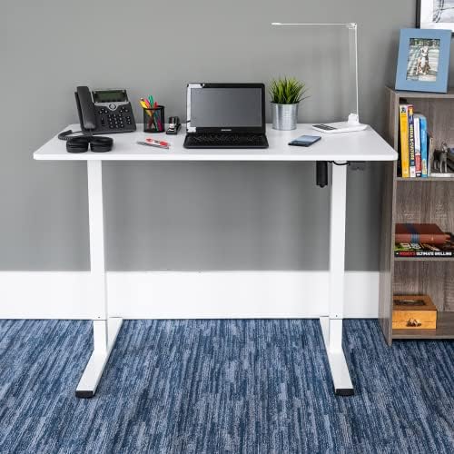 Stand Up Desk Store Electric Compact Standing Desk (White Frame/Matte White Top, 48” Wide)