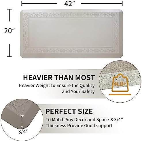 20 x 42 Inch Extra Support Anti Fatigue Comfort Kitchen Mat, Waterproof Long Kitchen Runner, Non-Slip Standing Desk Mat, Commercial Pads for Offices, Home, Garages (Bordeaux Cabblestone, 20'' x 42'')