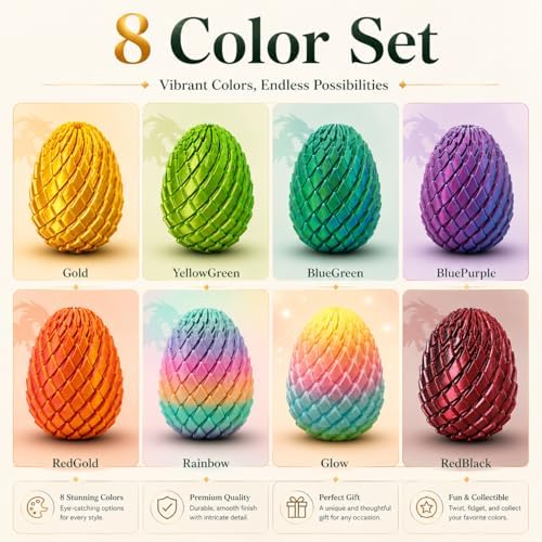 3D Printed Fidget Toy, Twisty Dragon Eggs, Spiral Slippery Egg Fidget Toy, Stress Relief Sensory Desk Toy for Adults and ADHD, Rotating Focus Anxiety Relief Pocket Toy (Bluegreen)