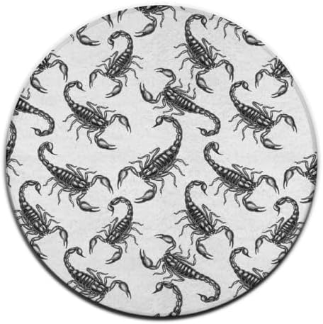 Fashion Round Area Rug Large Non Slip Carpet Unisex Home Decor Mat Black Scorpion, 24inch