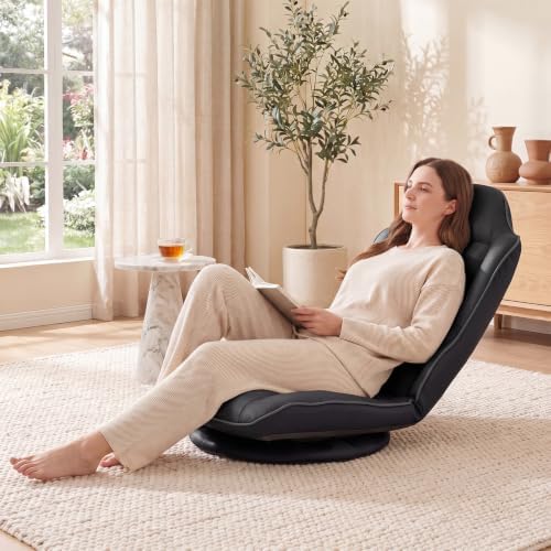 KOMFOTT 360° Swivel Floor Gaming Chair with Adjustable Backrest (Black)