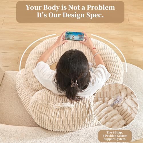 17" Reading Pillow for Bed,U Shaped Arm & Elbow Support,White Corduroy