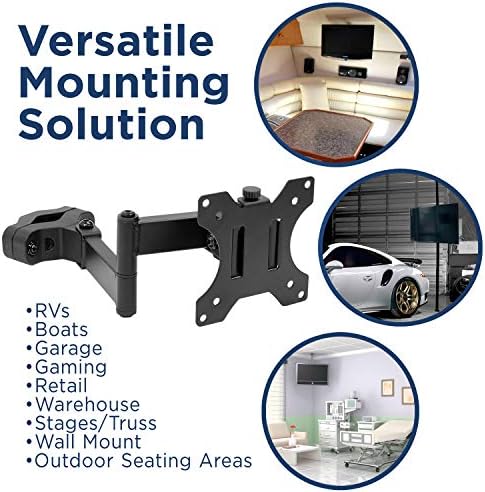 Mount-It! Universal Full Motion Steel Pole Mount with Articulating Arm and Removable VESA Plate for 17 to 32 Inch Monitors & TVs, VESA 75x75 & 100x100 Compatible, Black (MI-391)
