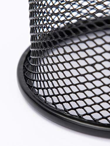 HSYMQ Black Pen Holder Cup for Desk, Pencil Cup Holder, Black Wire Mesh Pen Cup for Desk Office Pen Organizer