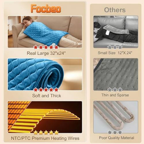 Focbeo King Size Heating Pad for Back 32"x24" Extra Large Heat Pad