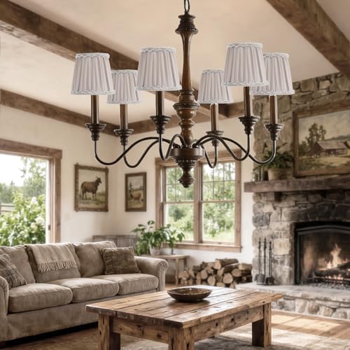Fuloon Chandelier Lamp Shades, Clip on Small Sconce Lamp Shades, Suit for Candelabra Bulbs in Modern/European/French Country/Farmhouse Decoration, 3.5x4.3x4.9 in(6 Pack, Chiffon Navajo)