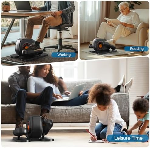 OLIXIS Compact Pedal Exerciser – Quiet Under-Desk Elliptical Machine with Adjustable Speed and LED Display, Ideal for Home or Office Fitness