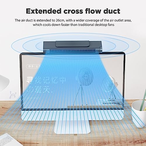 OVARIA Monitor Clip On Fan, Stepless Speed USB Powered Desk Fan with Light, Bladeless Personal Fan Quiet Desktop Fan, Easy Install and Space Saving, Suitable for Flat Monitor, Laptop (Color : White)