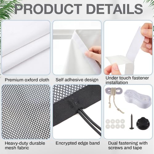 Tegeme 48'' Under Desk Privacy Panel Self Adhesive Desk Curtain Skirt White