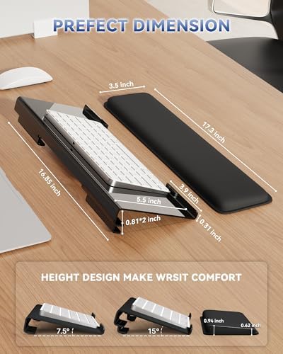 Adjustable Computer Keyboard Stand for Desktop, Keyboard Wrist Rest(Black)