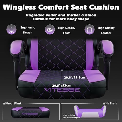PUKAMI Gaming Chair with Footrest,Ergonomic Gamer Chair for Adults, Racing Style Reclining Computer Game Chair with Headrest and Lumbar Support (Purple)