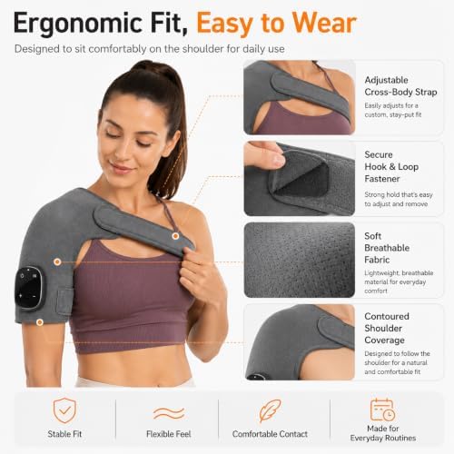 Vital Triple Method Shoulder Massager, Triple-Mode Shoulder Massager with Heat, Compression and Vibration