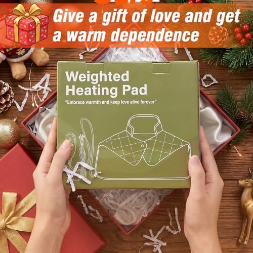 3 lb Weighted Heating Pad for Neck and Shoulders and Back, Thanksgiving Gifts for Women, Birthday Gifts for Men Her, Neck Heating Pad with 9 Heat Options 4 Auto-Off Timer, Grey