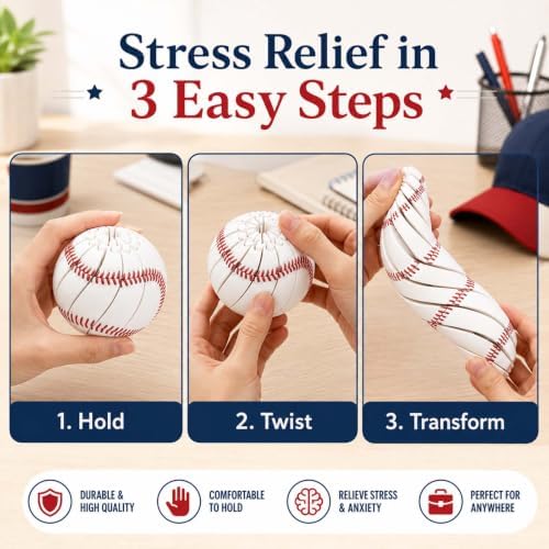 Baseball Fidget Toys for Adults, 3D Printed Twist Ball for Stress Relief