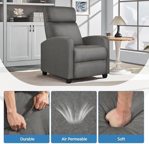 Yaheetech Recliner Chair with 3 Adjustable Angles Living Room Chairs Gray