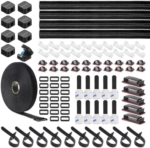 Cable Management Organizer Kit, Desk Cable Organizer, Cable Management Under Desk, Wire Management and Cord Organizer for Home, Office, Standing Desk