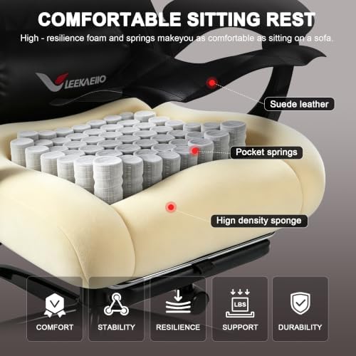 Gaming Chair for Adults, Computer Chair with Footrest and Pocket Spring Cushion,Comfortable Ergonomic Video Game Chair with Lumbar Support and Headrest for Office Home (Red)