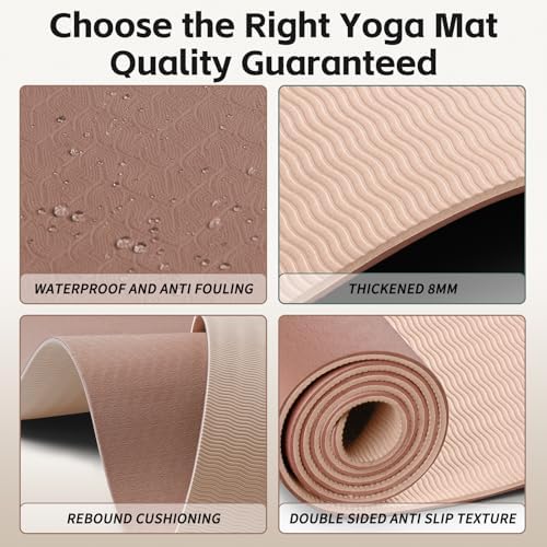 PAIDU Yoga Mat 8mm TPE Non‑Slip Fitness Mat with Strap for Home Workouts