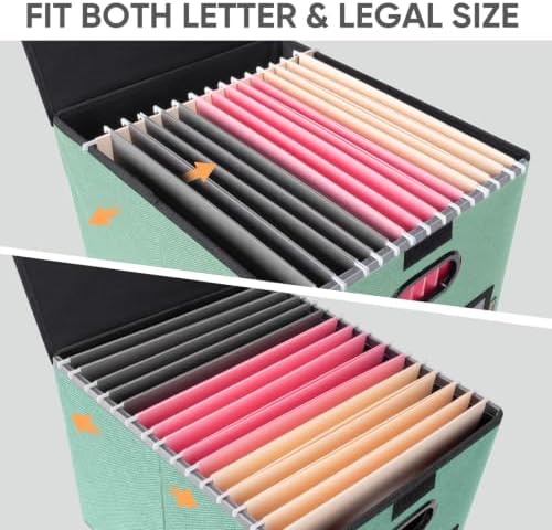 BALEINE File Organizer Box with Lid, Collapsible Hanging File Storage Box