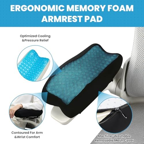 Gel Memory Foam Armrest Pads, 2 Pack