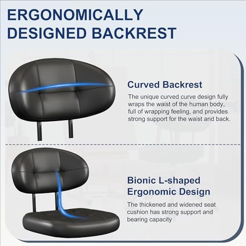 Misolant Drafting Chair Without Arms, Tall Office Chair with Footrest Ring for Standing Desk, Small Faux Leather Executive Office Chair with Adjustable Height for Bar Lab Counter Height Desk, Black