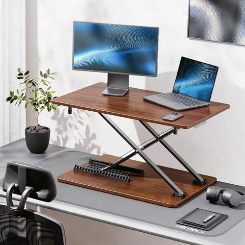 Standing Desk Converter, 25.16" x 15.75", Natural Wood