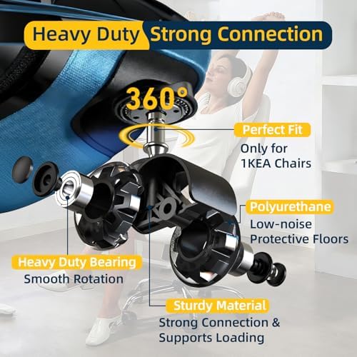 2 Inch Office Chair Caster Wheels, M10x22mm Stem, 5 Pack
