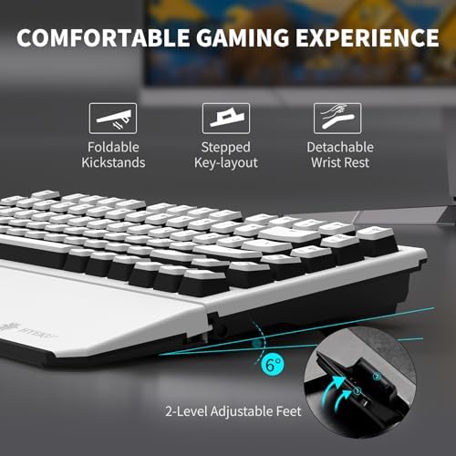 Hexgears X2 TKL Wireless Mechanical Gaming Keyboard with Magnetic Wrist Rest, Dual-Mode 2.4GHz/USB-C Ergonomic Keyboard, Pre-lubed Clicky Switches, White LED Backlit Computer Gaming Keyboards