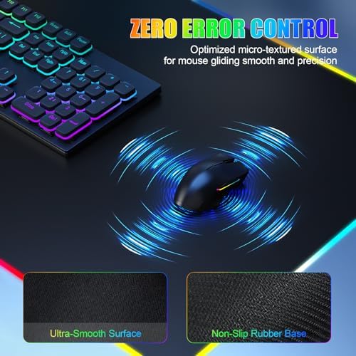 Wireless Charging RGB Mouse Pad with Phone Stand, Large Gaming Desk Mat (Black - 31.5x15.8 Phone Stand with PD Adapter)