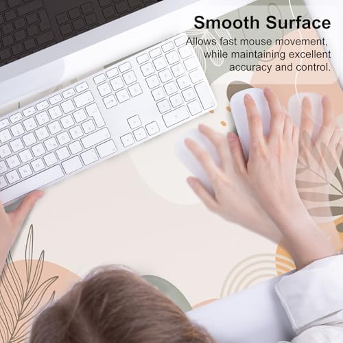 QIYI PU Leather Large Mouse Pad, Waterproof Desk Mat, 31.5" x 15.7", Boho