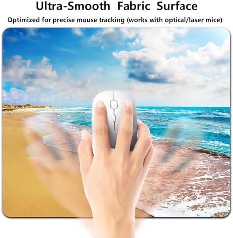 9.5x7.9 Inch Office/Gaming Mouse Pad, Tropical Scenic Beach Turquoise Sea Ocean Waves Coastal Paradise, Cute Anti-Slip Mat for Desk Decor