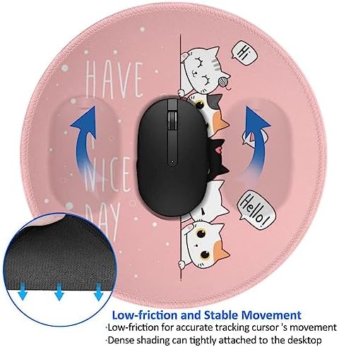 Cute Big Eye cat Greeting Cartoon cat Mouse pad Cute,Gaming Mouse pad Small Non-Slip Round Mouse Pads for Wireless Mouse,Laptop,Desk