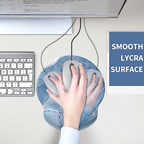 eulps Mouse Pad with Wrist Rest, Comfortable Computer Mousepad with Gel Wrist Support Smooth Surface and Non-Slip PU Base for Pain Relief, Laptop, Office & Home (Ice Lotus)