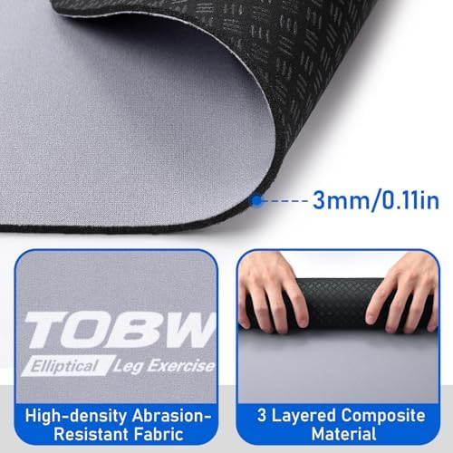 TOBWOLF Non-Slip Workout Mat for Ellipse Leg Exerciser, Ellipse Machine Mat, Exercise Mat for Under Desk Ellipticals, Suitable for Electric Seated Foot Pedal Exerciser, Stability & Floor Protection