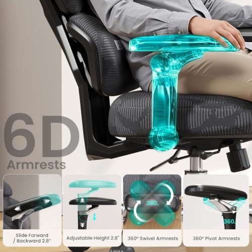 SEDETA S100 Ergonomic Office Chair with Lumbar Support, 6D Armrests