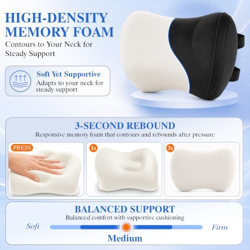 2-Pack Car Neck Pillow for Driving: Memory Foam Car Headrest Pillow
