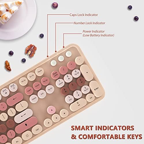 Wireless Keyboard and Mouse Cute Retro Typewriter for PC