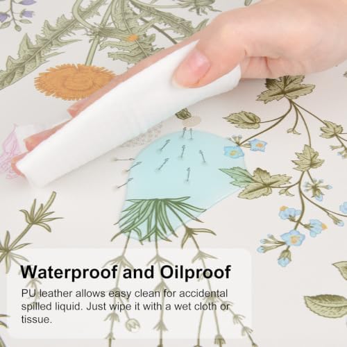 QIYI PU Leather Large Mouse Pad, Waterproof Desk Mat, 31.5" x 15.7", Herbs