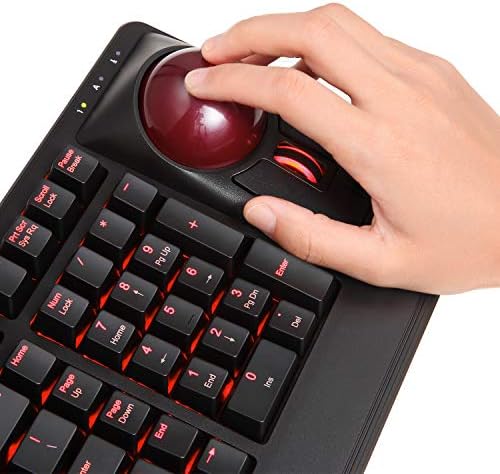 Perixx Periboard-322 Wired Mechanical Trackball Keyboard with 2 Hubs, 2.17 Inch Large Trackball, RGB Backlit Design, US English Layout (PB-322BUS-11577)