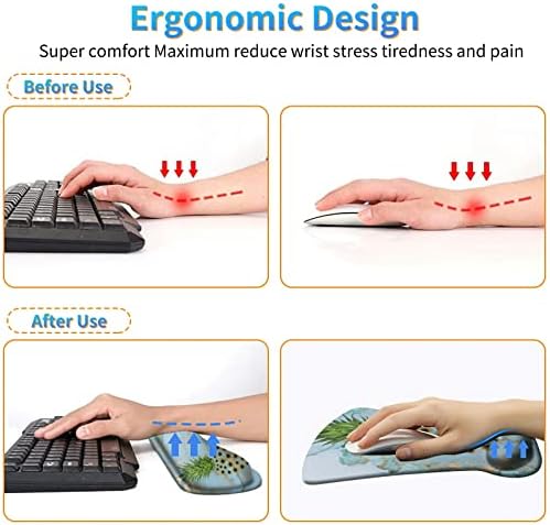 Design Your Own Photo Ergonomic Mouse Pad with Wrist Support Gel Mouse Pads and Upgrade Keyboard Wrist Rest Pad Set, Mouse Pads & Coasters Non-Slip PU Base Mouse Mat for Office Gaming Home
