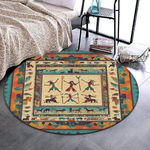 Large Round Area Rug Home Decor Modern Bathroom Rug Kitchen Office Circle Rug for Living Room Sofa Circle Cute Mat Southwestern Native American Indian, 24inch