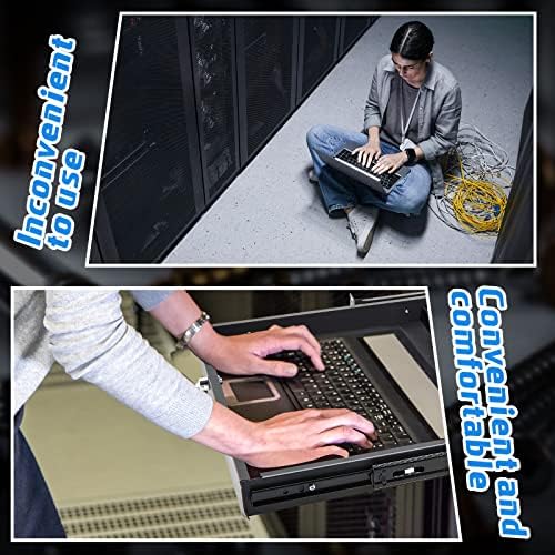 1U Rack Mount Sliding Keyboard Tray Cantilever Network Equipment Racks 19 Inch Cabinet Drawer Sliding Shelf for Server Data Music Studio Accessories